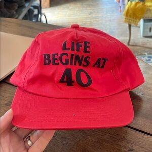 Vintage life begins at 40 age joke red baseball cap